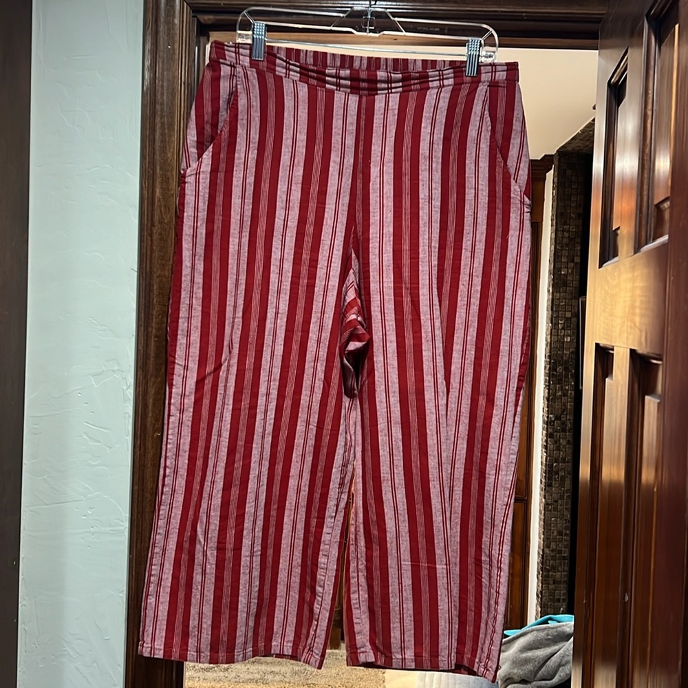 Arizona orange striped pull on pants with stretchy waistband in back